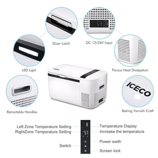 ICECO | 21QT GO20 Dual Zone 12V Car Fridge with Magnetic Power Bank