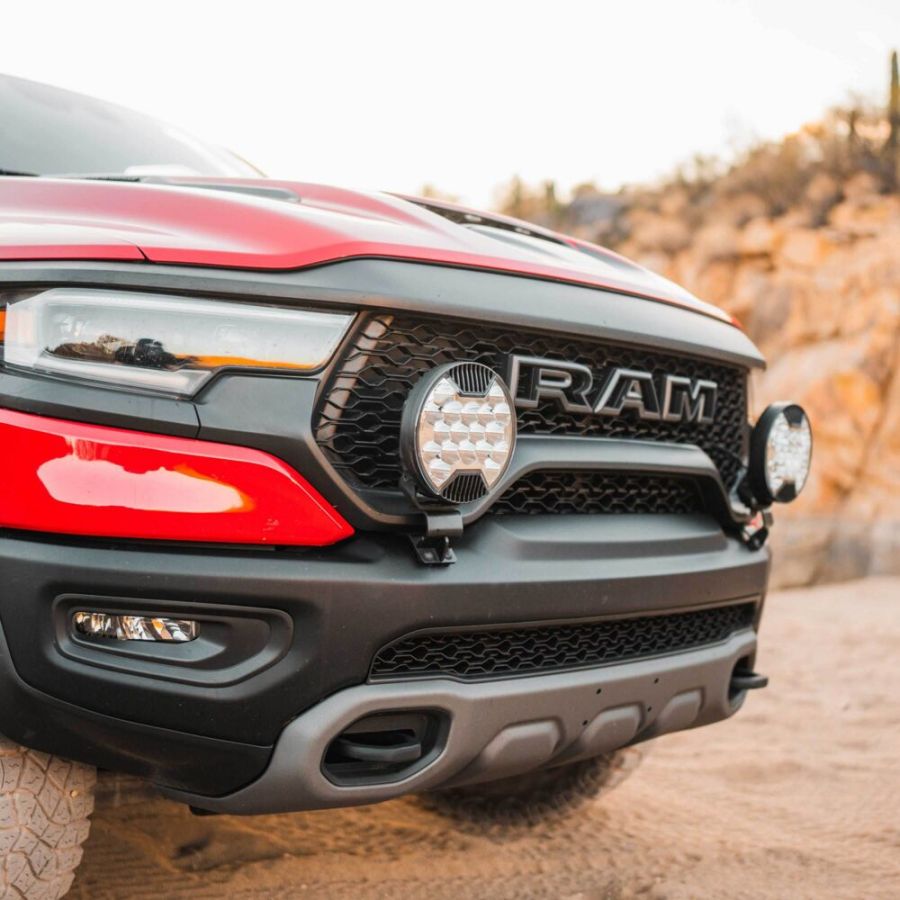 KC HILITES | Grille Mount Light Brackets for Two Lights - GEN5 2019+ RAM 1500 Rebel/1500 TRX (7346)