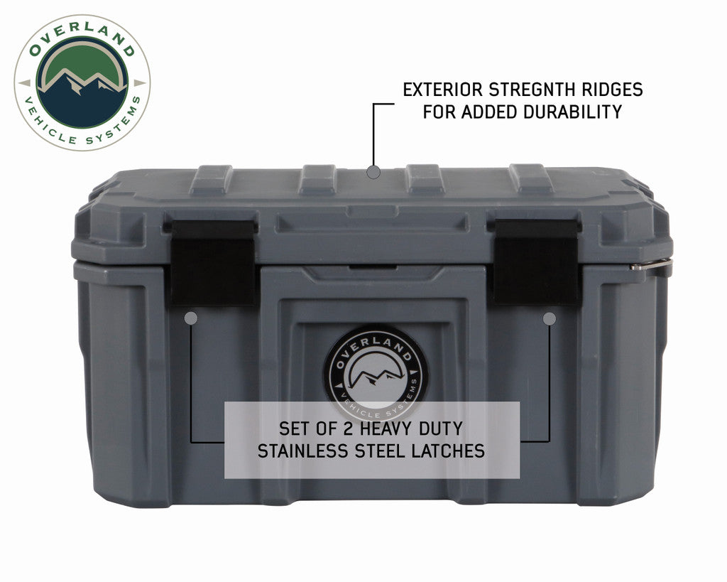 OVERLAND VEHICLE SYSTEMS | D.B.S. Dark Grey 53 QT Dry Box with Drain & Bottle Opener (40100001)