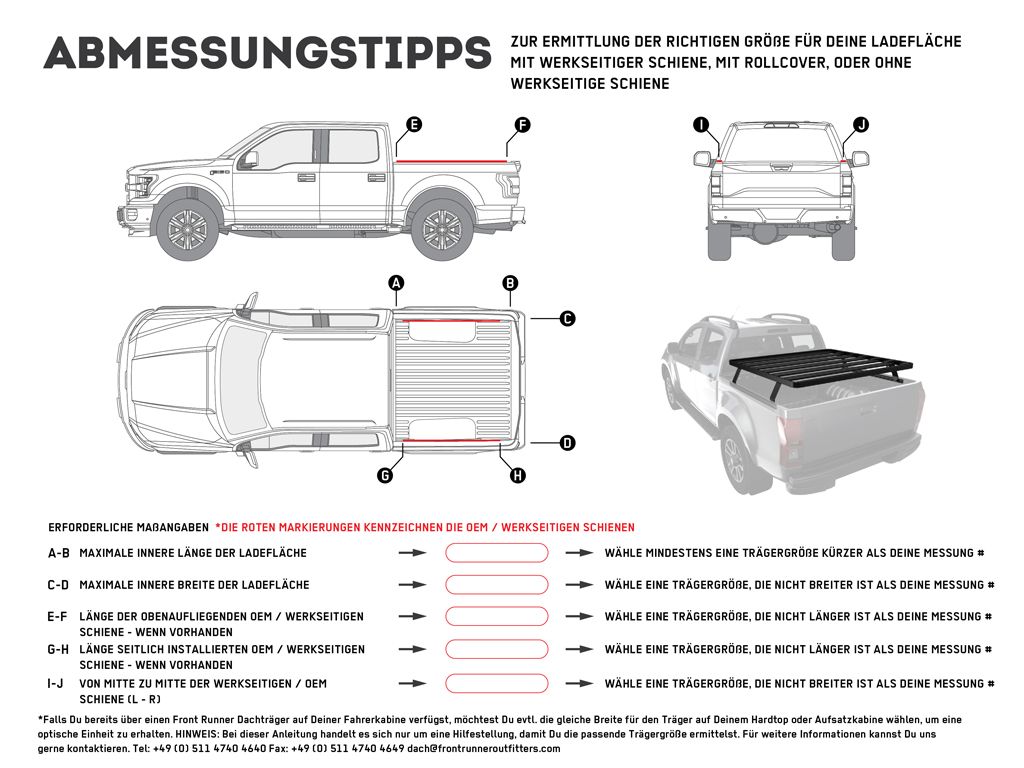 FRONT RUNNER | Slimline II Load Bed Rack Kit & 1255 W X 1560 L Pickup Truck (KRLB009T)