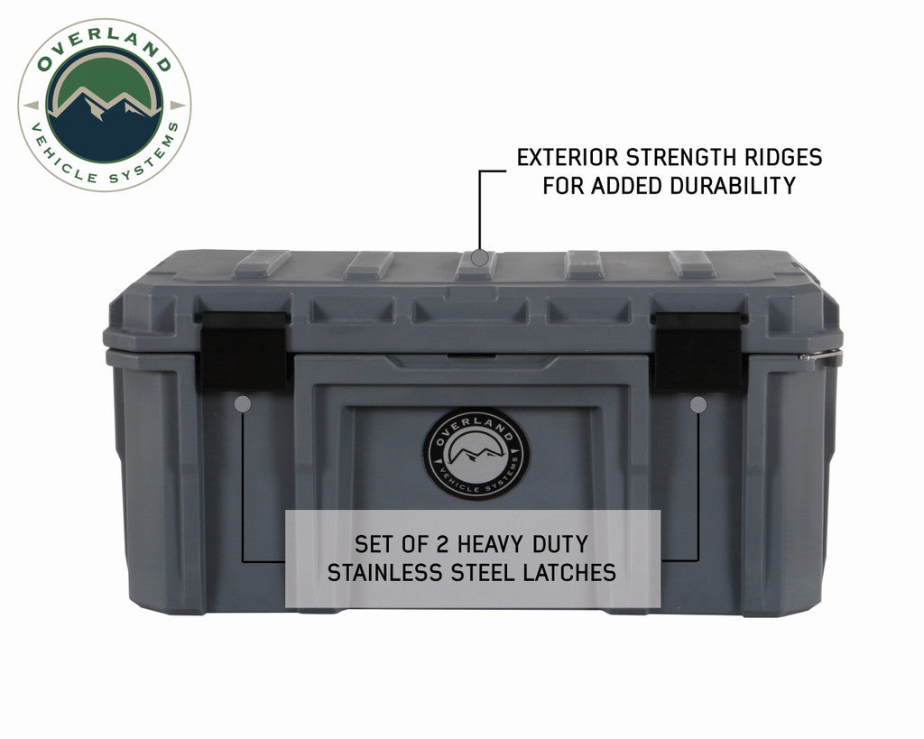 OVERLAND VEHICLE SYSTEMS | D.B.S. - Dark Grey 95 QT Dry Box With Drain and Bottle Opener (40100011)