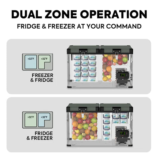 ICECO | 63.4QT VL60 Dual Zone Metal Fridge Freezer with Cover