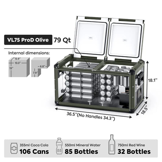 ICECO | 79.2QT VL75ProD 12V Heavy Duty Fridge Freezer With Ice Tray