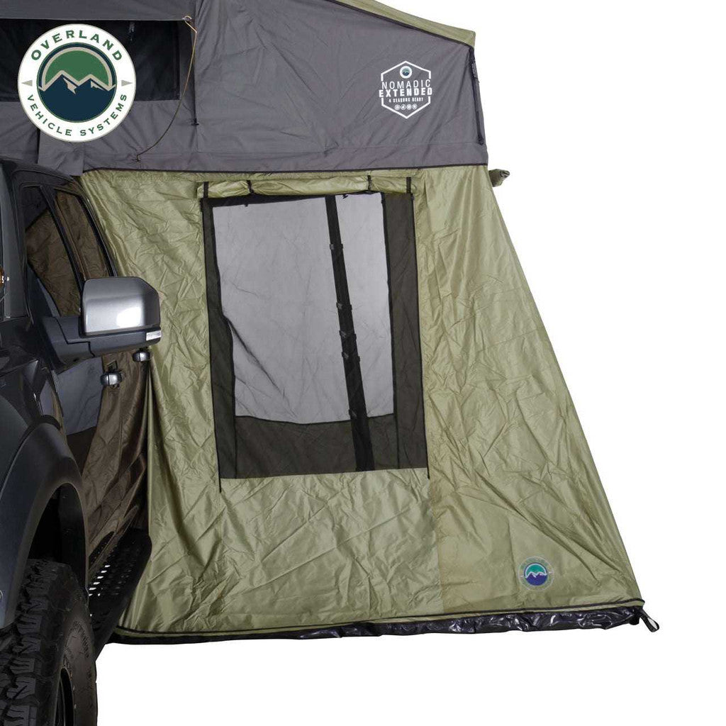 OVERLAND VEHICLE SYSTEMS | Nomadic 4 Roof Top Tent Annex Green Base With Black Floor & Travel Cover (18549936)