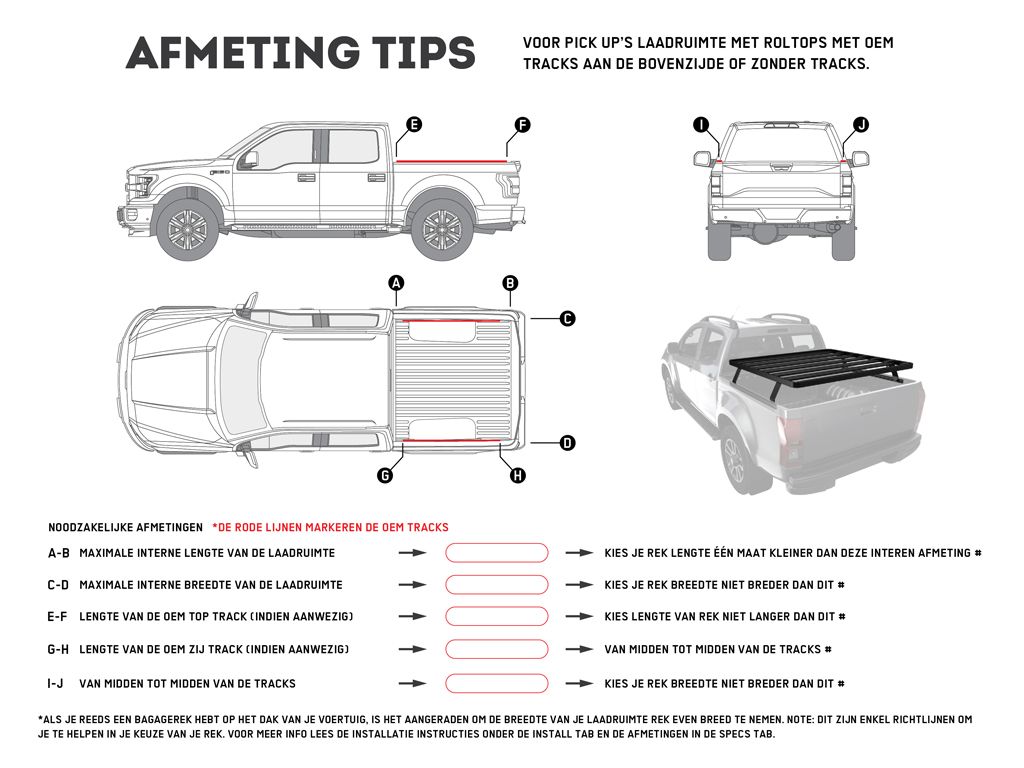 FRONT RUNNER | Slimline II Load Bed Rack Kit & 1345 W X 1560 L Pickup Truck (KRLB010T)