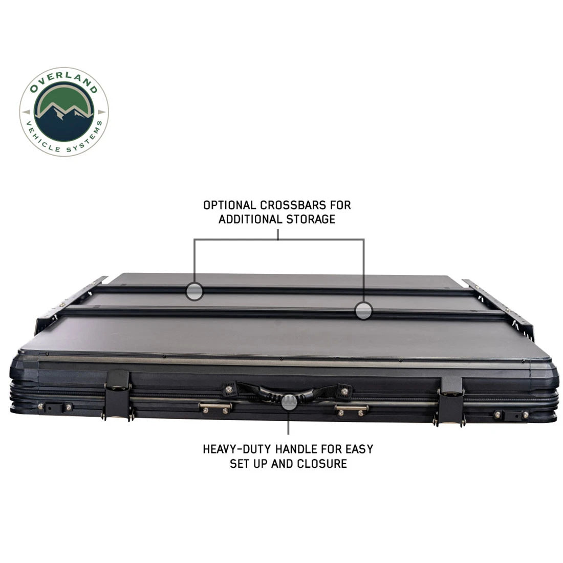 OVERLAND VEHICLE SYSTEMS | XD Lhotse 2 Person Clam Shell Aluminum Hard Shell Roof Top Tent - Blue Body & Black Rainfly (18589902)