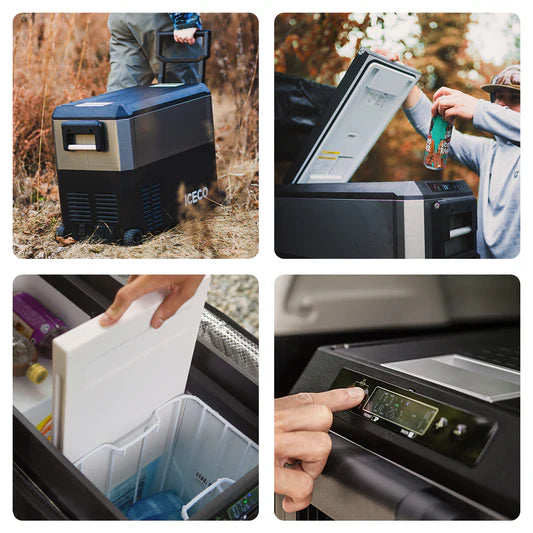 ICECO | JP Pro Series 40/51QT Dual Zone Wheeled Car Fridge With Cover-Silver