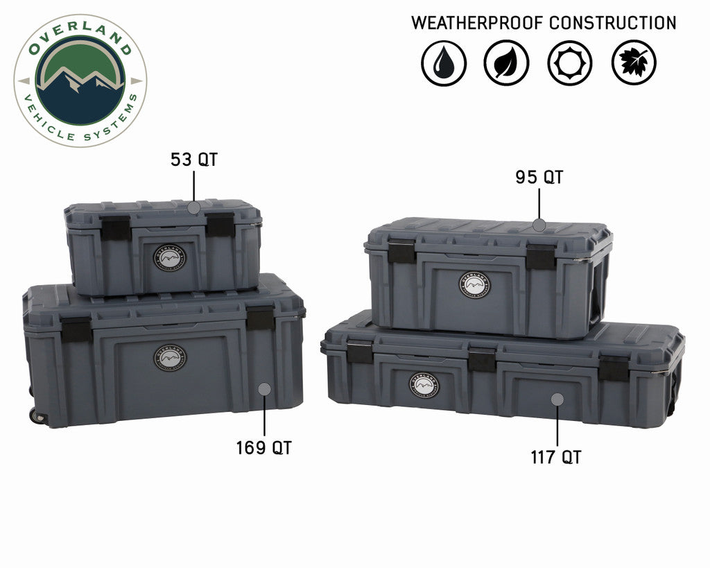OVERLAND VEHICLE SYSTEMS | D.B.S. - Dark Grey 95 QT Dry Box With Drain and Bottle Opener (40100011)