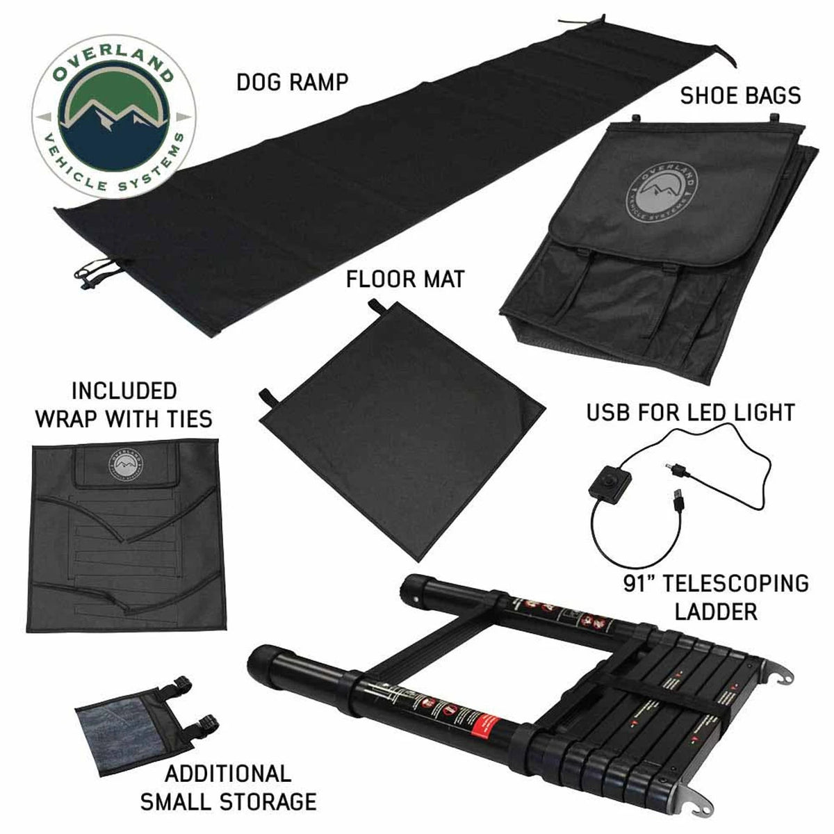 OVERLAND VEHICLE SYSTEMS | XD Lhotse 2 Person Clam Shell Aluminum Hard Shell Roof Top Tent - Blue Body & Black Rainfly (18589902)