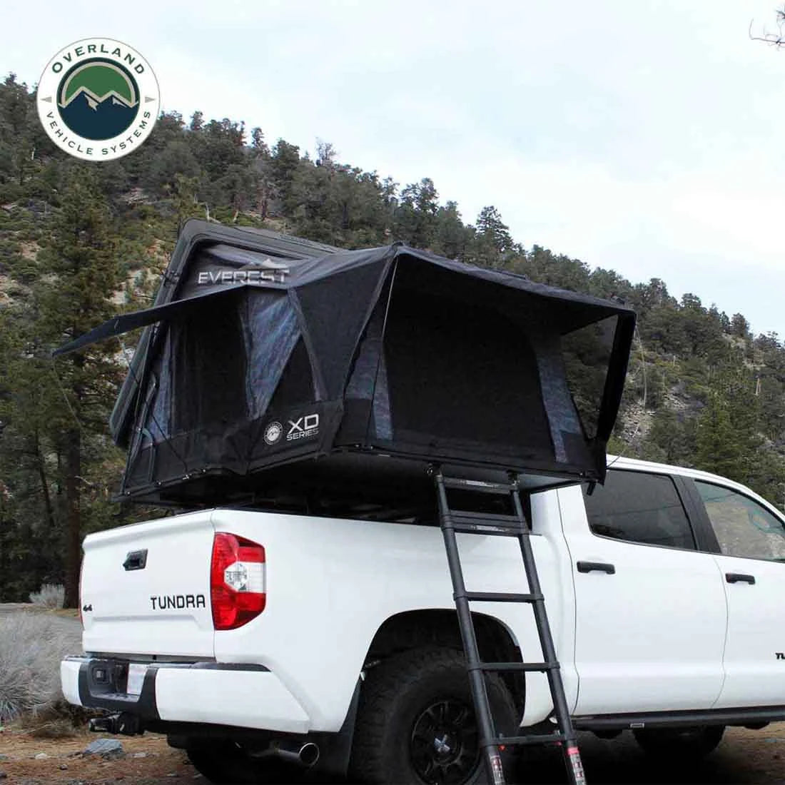 OVERLAND VEHICLE SYSTEMS | XD Everest Cantilever Aluminum Hard Shell Roof Top Tent (Sleeps 4) - Blue Body & Black Rainfly (18489904)