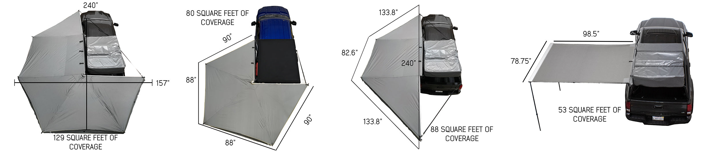 OVERLAND VEHICLE SYSTEMS | 270 Passenger Side Awning with Bracket Kit for Mid High Roofline Vans (19529908)