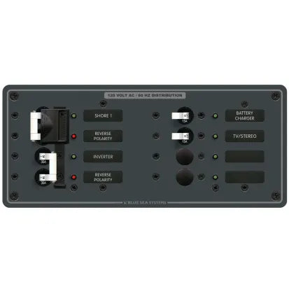 BLUE SEA SYSTEMS | Circuit Breaker Panel 2 Sources Selector/AC Main + 4 Positions (182312)
