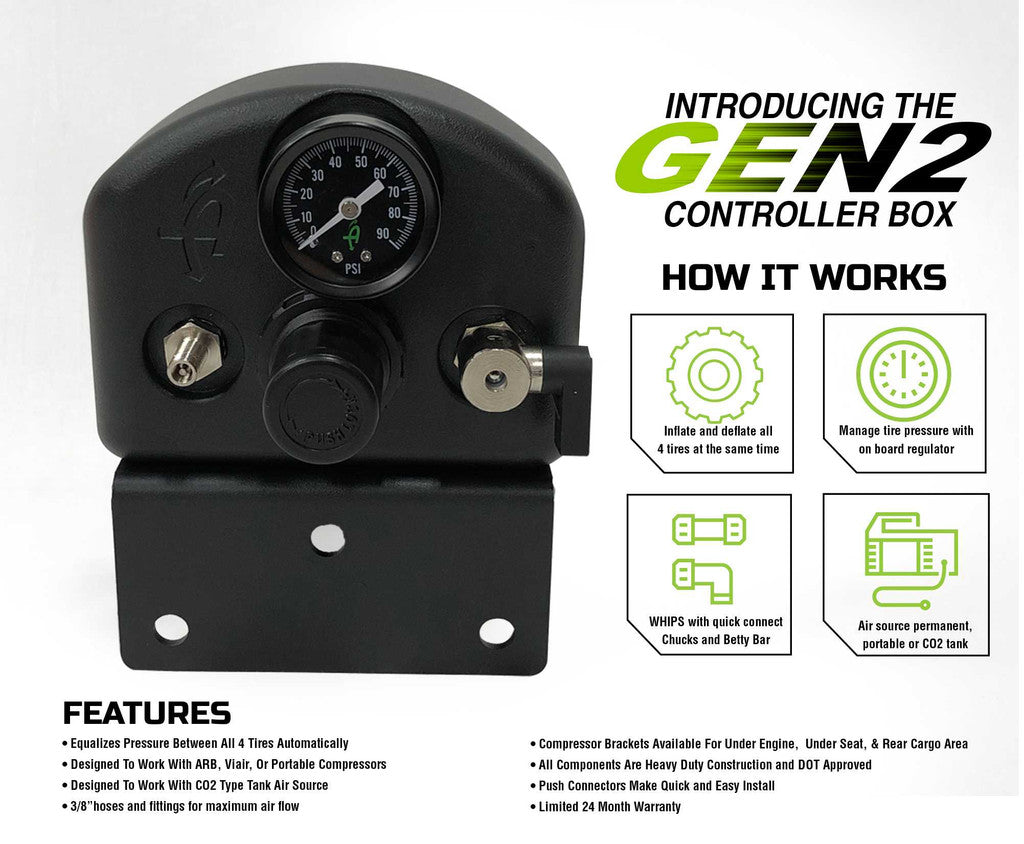 UP DOWN AIR | GEN 2 4 Tire Inflation System Universal With Box, Fittings, Hoses & Storage Bag (88-9999)