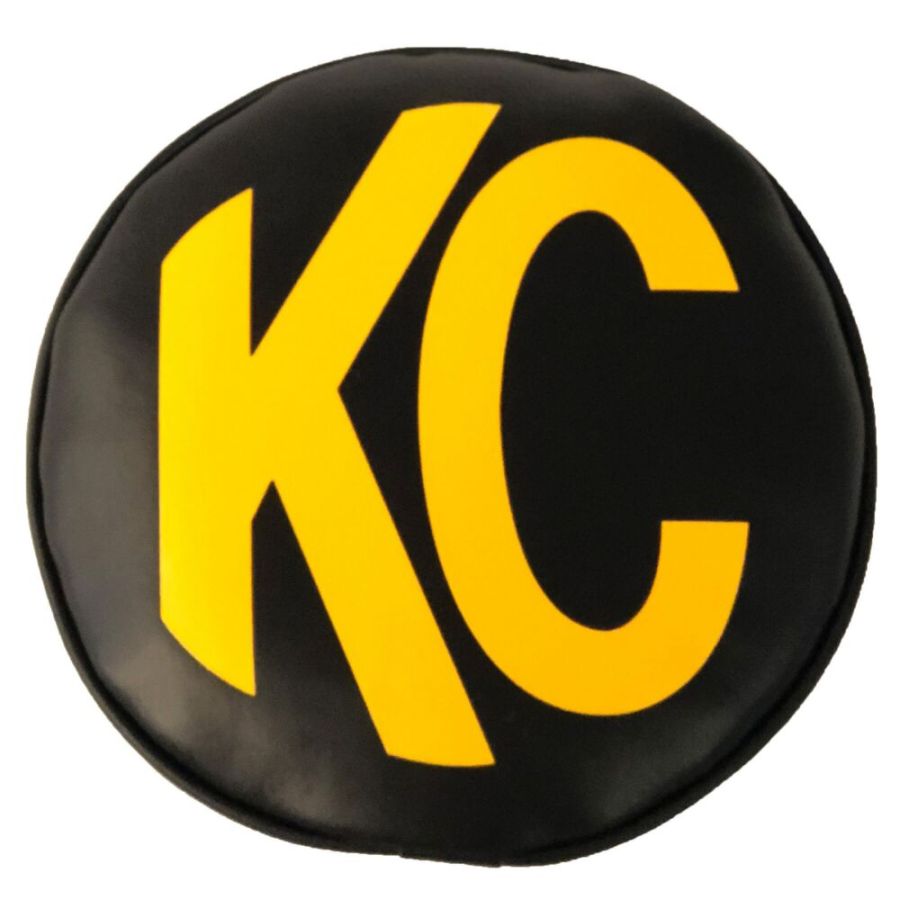 KC HILITES | 8" Light Cover - Soft Vinyl - Pair - Black / Yellow KC Logo (5802)