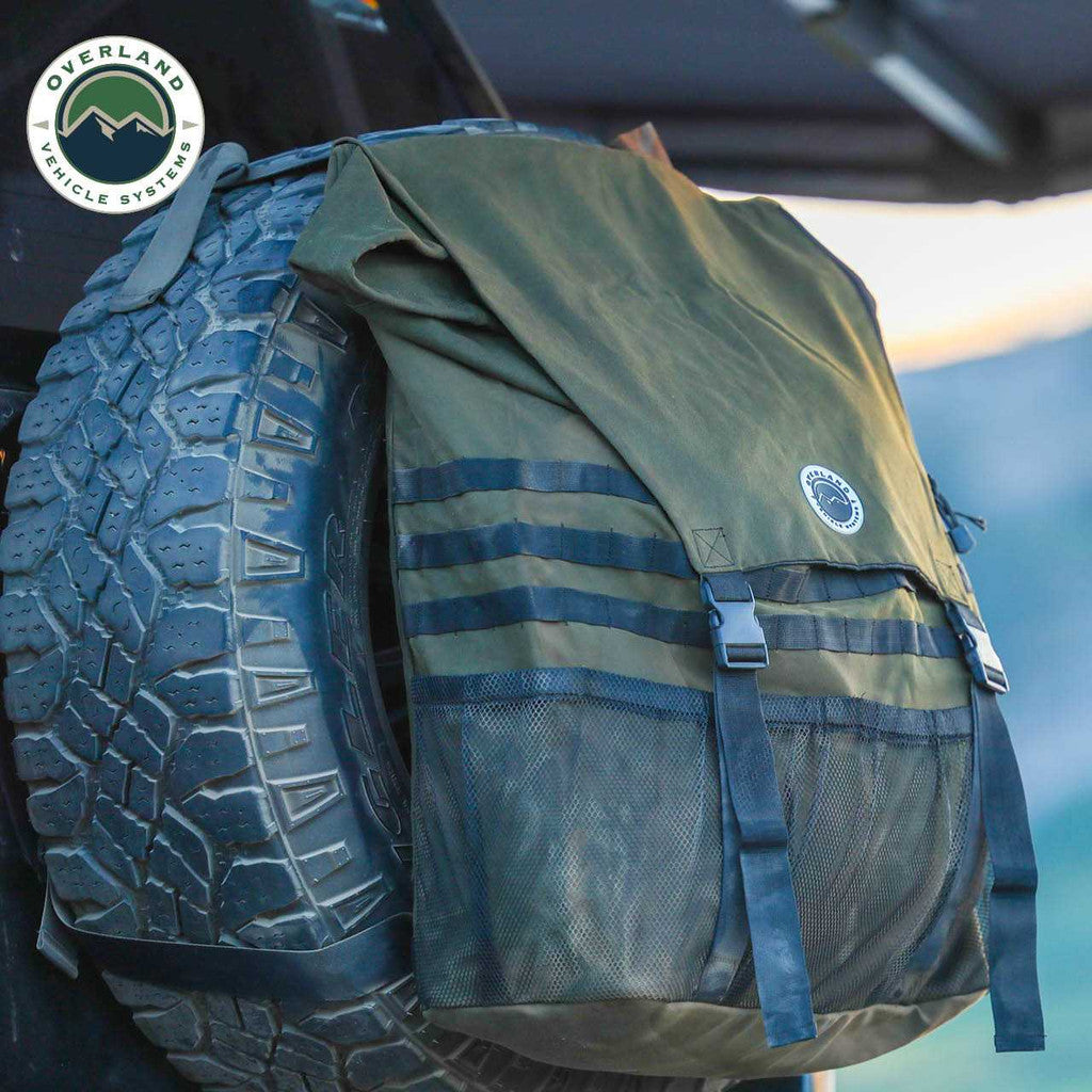 OVERLAND VEHICLE SYSTEMS | Extra Large Trash Bag Tire Mount - #16 Waxed Canvas Universal (21099941)