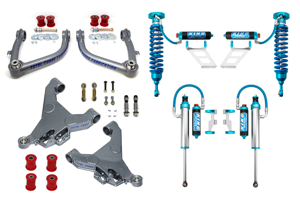 TOTAL CHAOS FABRICATION | Tundra 2nd Gen (2007 - 2021) Mid Travel Lift Kit W/ Front And Rear 2.5 Inch Diameter Adjustable Shocks (07-25-K3A)