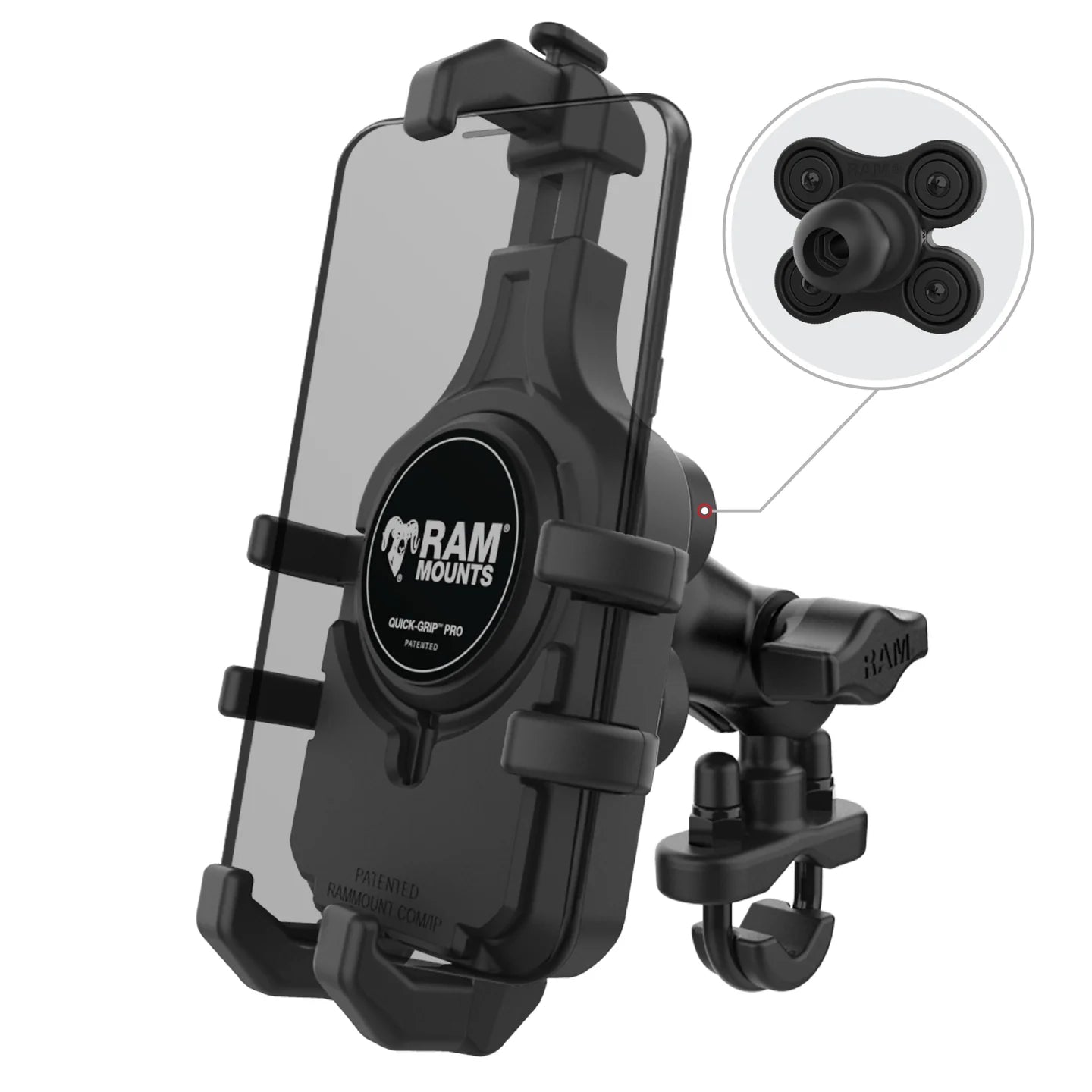 RAM MOUNTS | RAM Quick-Grip Pro Vibration Damping Phone Mount with U-Bolt Base