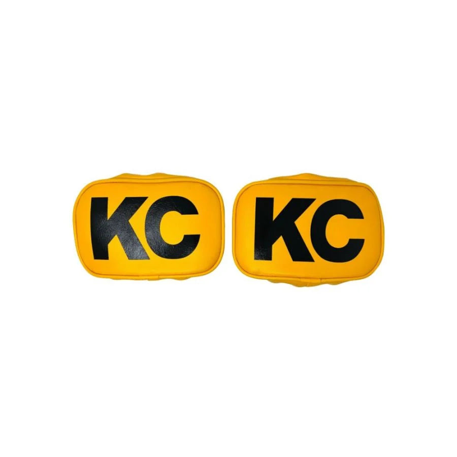 KC HILITES | Cover; Retro 5x7" Rectangular Vinyl Yellow w/ Black KC Soft (pr) (5601)
