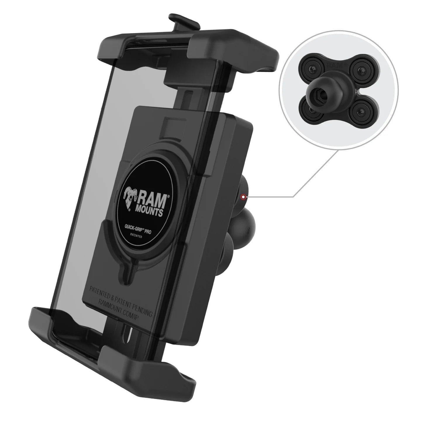 RAM MOUNTS | RAM Quick-Grip Pro XL Phone Holder with Ball & Vibration Damper