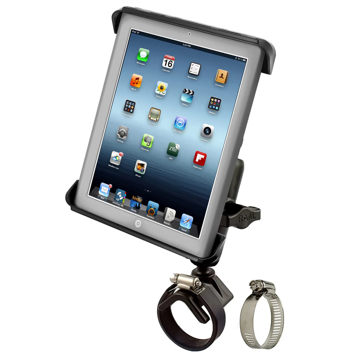 RAM MOUNTS | RAM Tab-Tite Mount with Strap Hose Clamp Base for iPad Gen 1-4 + More