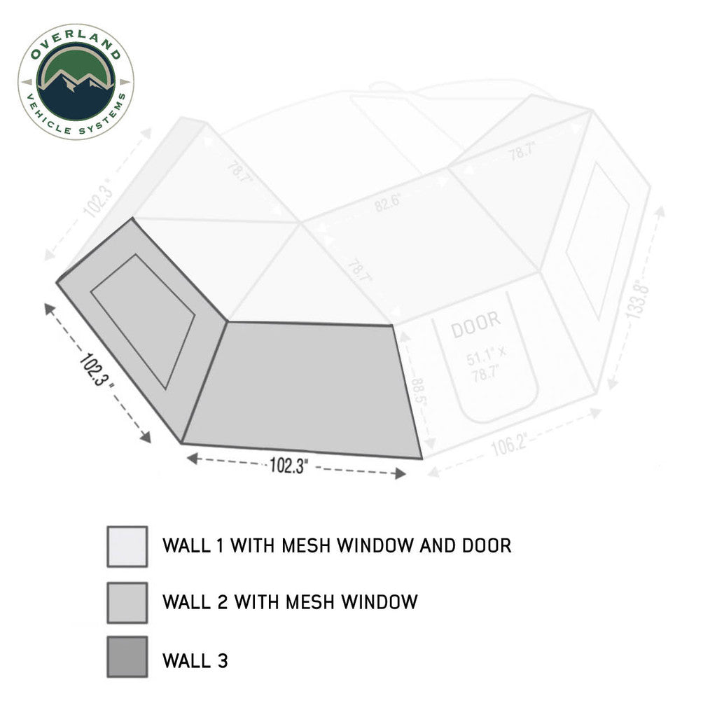 OVERLAND VEHICLE SYSTEMS | Nomadic Awning 270 Passenger Side Wall (18139910)