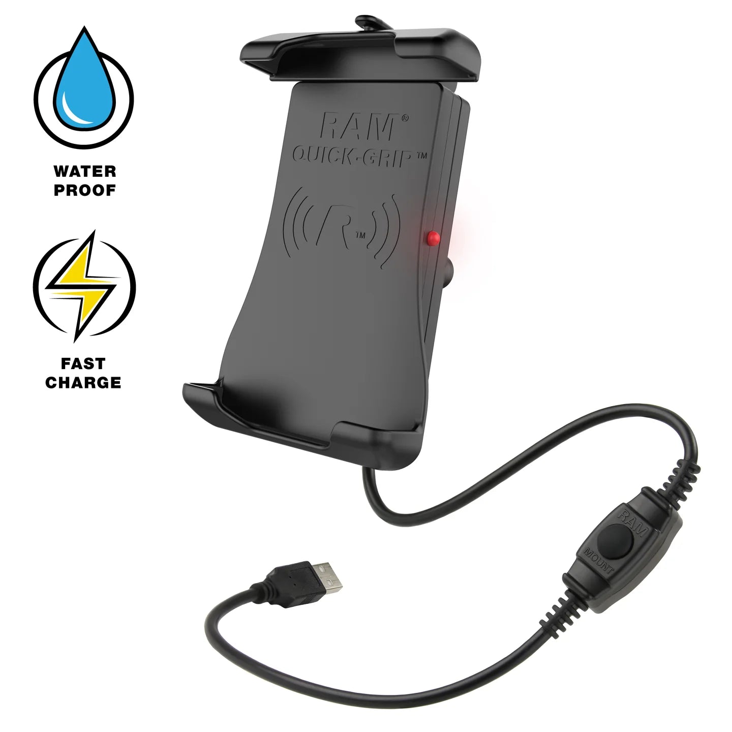 RAM MOUNTS | RAM Quick-Grip 15W Waterproof Wireless Charging Holder with Ball