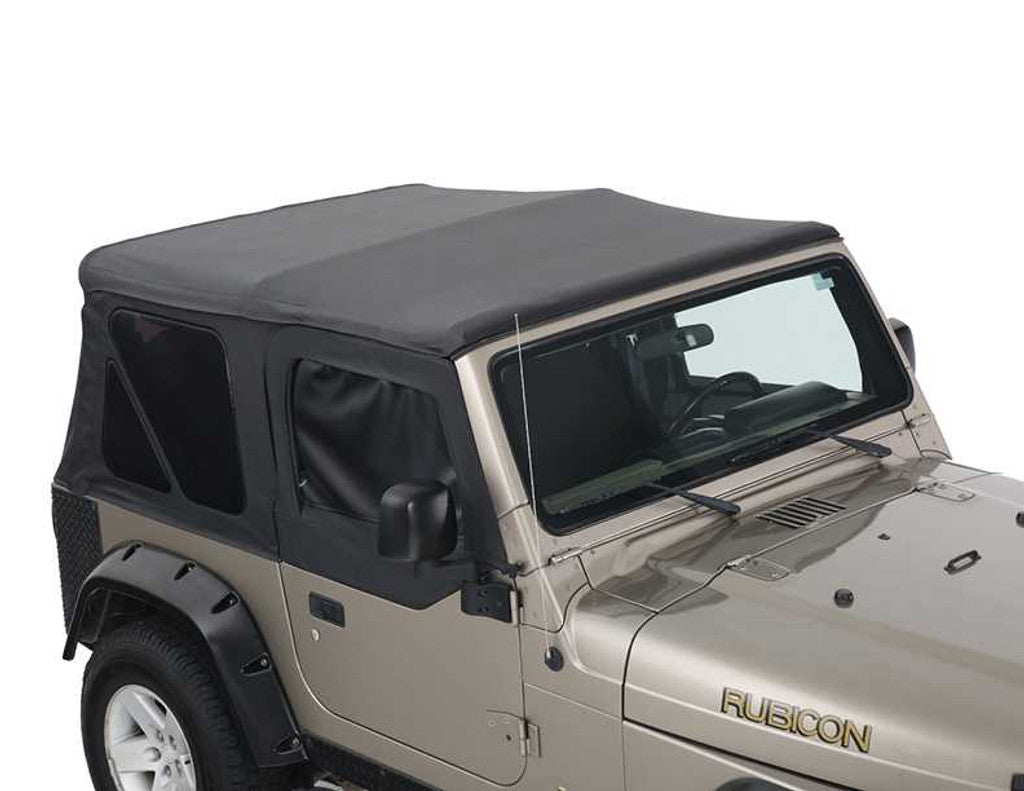 KING 4WD | Replacement Soft Top with Upper Doors - Black Diamond with Tinted Windows - Jeep Wrangler TJ 1997-2006 (14010135)