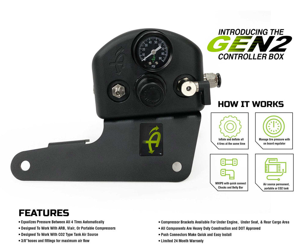 UP DOWN AIR | Jeep Wrangler JK & JKU GEN 2 4 Tire Inflation System Engine Bay Mount Driver Side Front (210-0717)