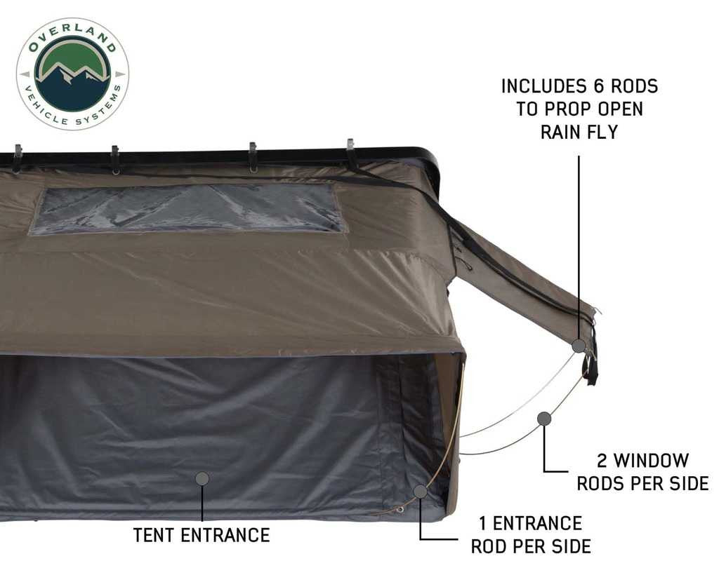 OVERLAND VEHICLE SYSTEMS | Roof Top Tent Window Rods Complete 6 pc Set for Bushveld II Roof Top Tent (18189901-W01)