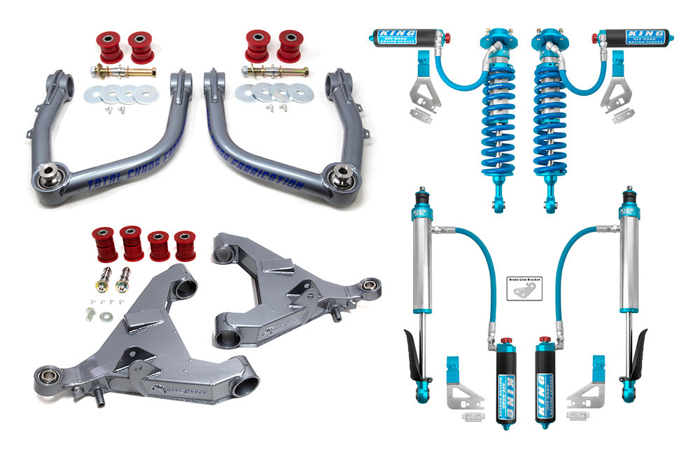 TOTAL CHAOS FABRICATION | Tundra 3rd Gen (2022 - 2024) Mid Travel Lift Kit W/Front And Rear 2.5 Inch Diameter Adjustable Shocks (22-25-K3A)