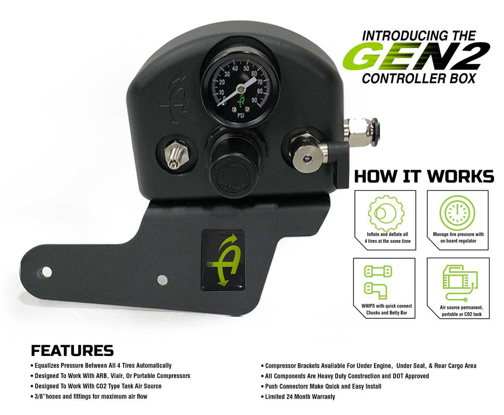 UP DOWN AIR | Jeep Wrangler JK & JKU GEN 4 Tire Inflation System Engine Bay Mount Driver Side Rear (269-0717)