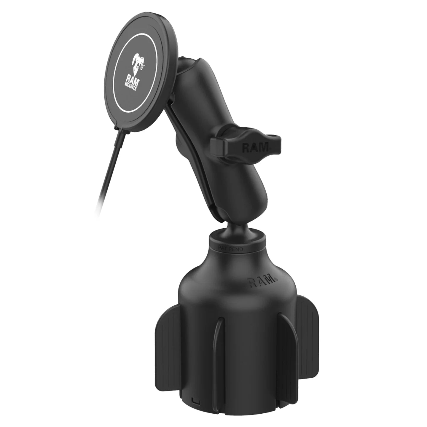 RAM MOUNTS | RAM Stubby Cup Holder Mount with RAM Qi2 15W Wireless Charger