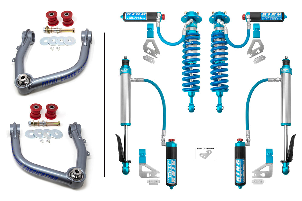 TOTAL CHAOS FABRICATION | Tundra 3rd Gen (2022 - 2024) Uca W/ Front And Rear 2.5 Inch Diameter Adjustable Shocks (22-25-K2A)
