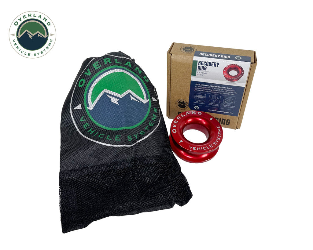 OVERLAND VEHICLE SYSTEMS | Recovery Ring 2.5" 10,000 lb. Red With Storage Bag (19240005)