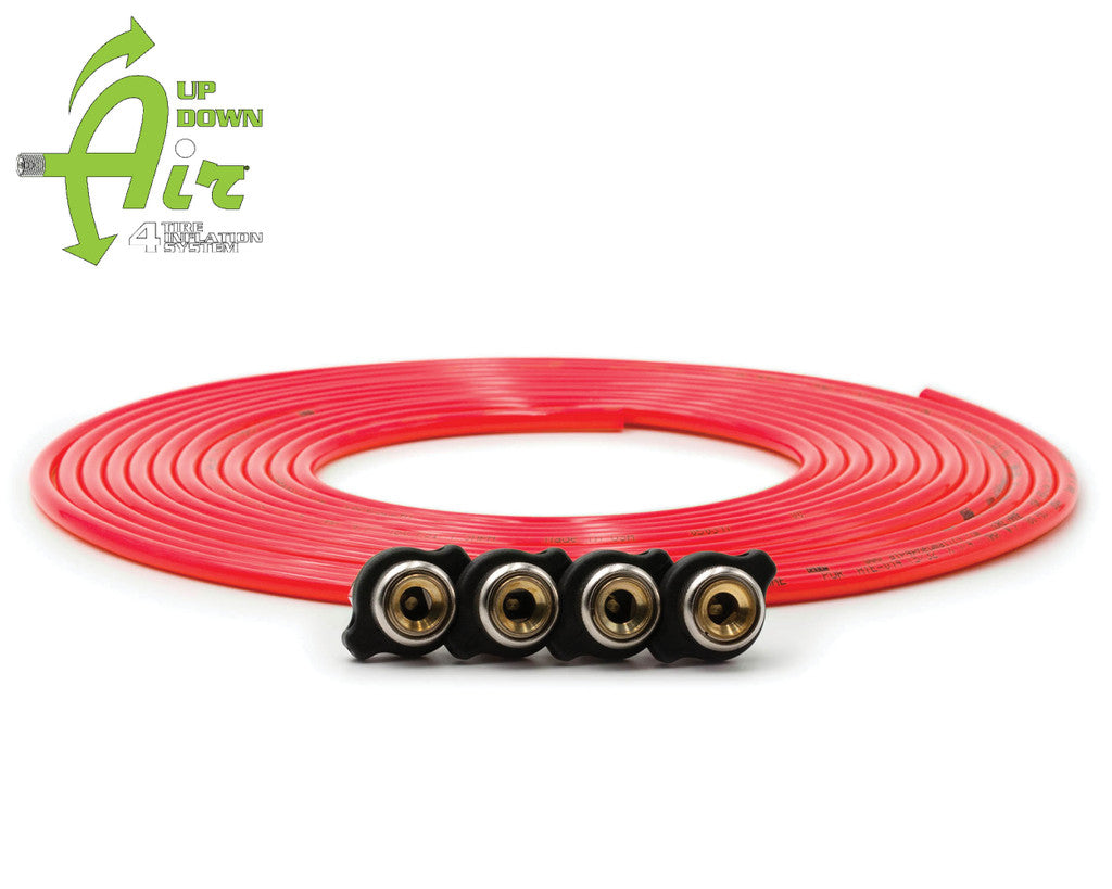 UP DOWN AIR | EGOI Replacement tire whip hose kit 240″ Red With 4 Quick Release Chucks (340-4100RED)