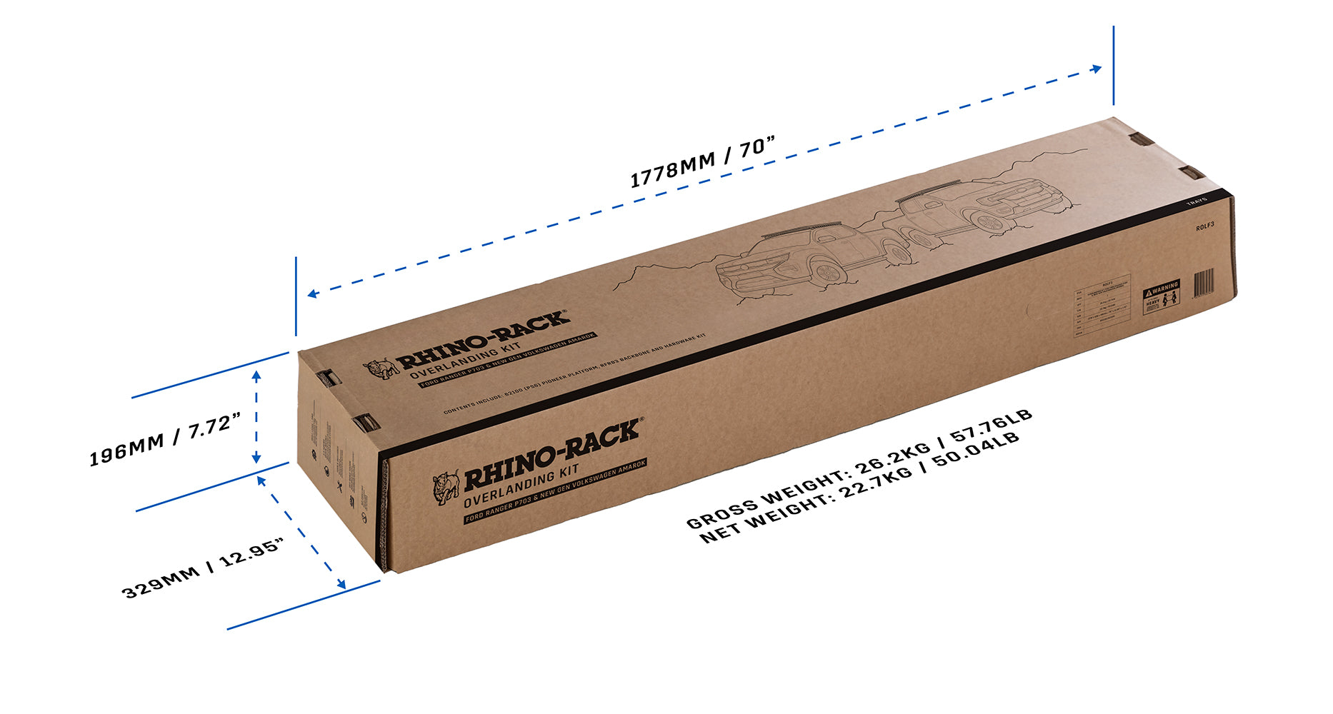 RHINO RACK | Ford Ranger P703 & Gen2 Volkswagen Amarok Overlanding Kit (ROLF3)