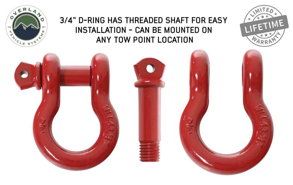 OVERLAND VEHICLE SYSTEMS | Recovery Shackle 3/4" 4.75 Ton Red (19019904)