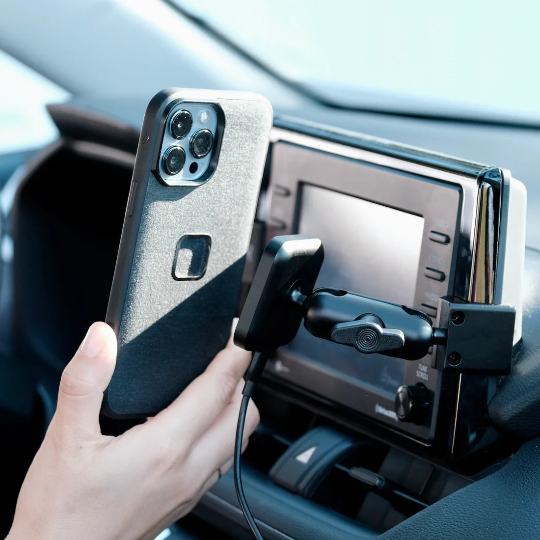 OFFROAM | Toyota RAV4 2019-2024 with 7-in. or 8-in. Toyota Audio Multimedia Magnetic Qi2 Charging Phone Mount (EE20052)
