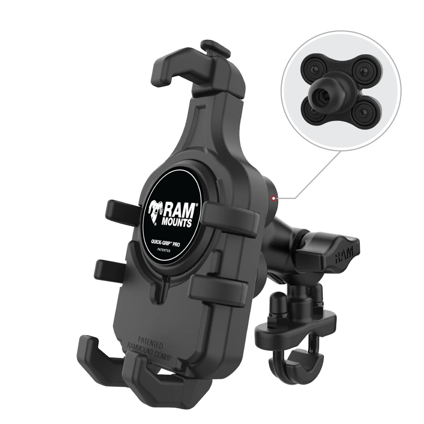 RAM MOUNTS | RAM Quick-Grip Pro Vibration Damping Phone Mount with U-Bolt Base