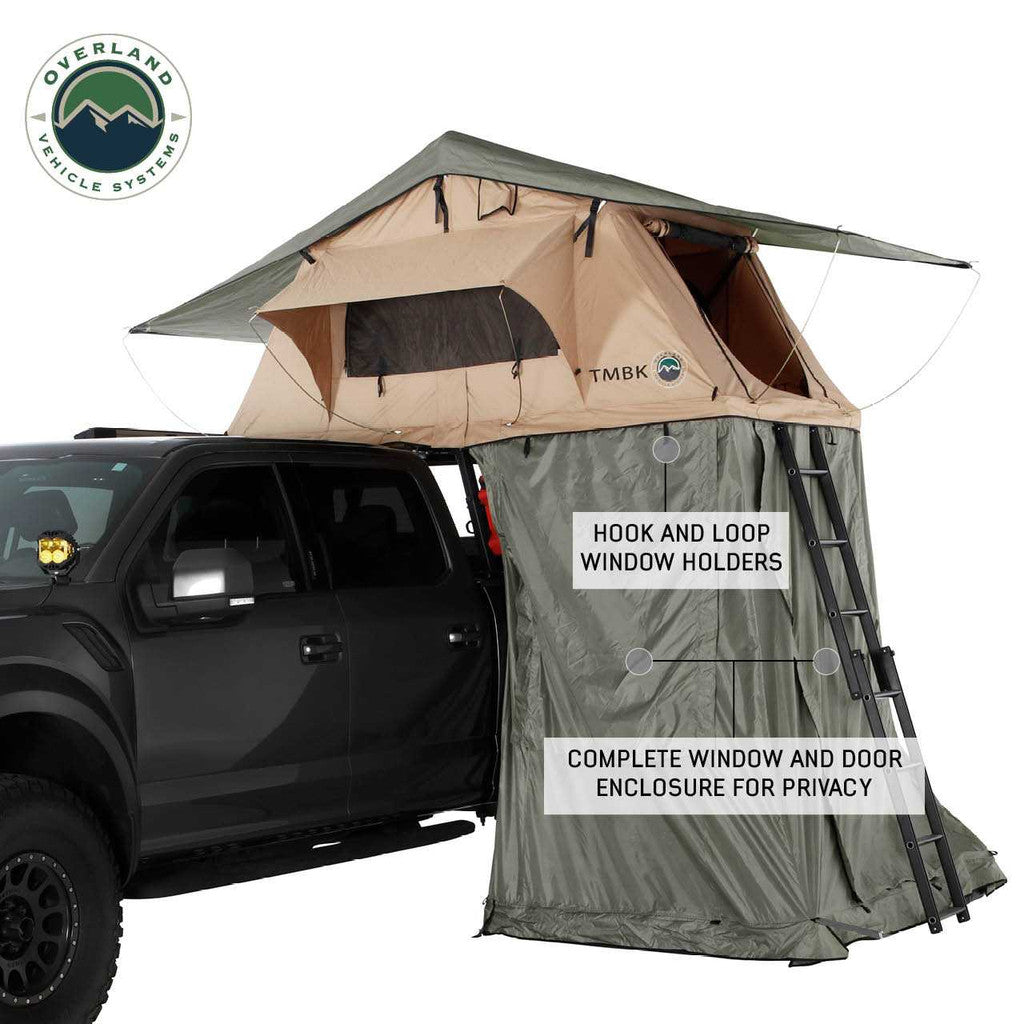 OVERLAND VEHICLE SYSTEMS | LD TMBK Roof Top Tent Annex Green Base With Black Floor & Travel Cover (18019833)
