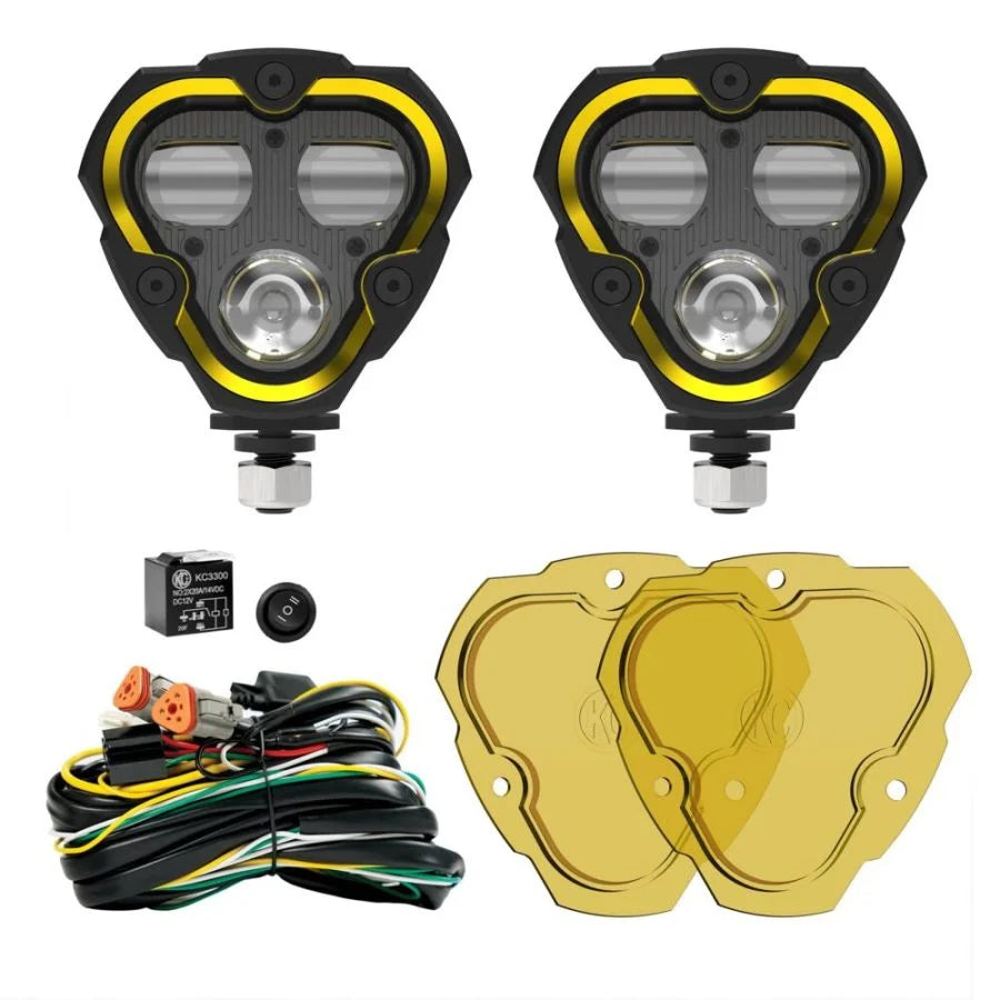 KC HILITES | FLEX ERA 3 Dual Mode SAE Fog LED Light Pods - 2-Light Master Kit (0284)