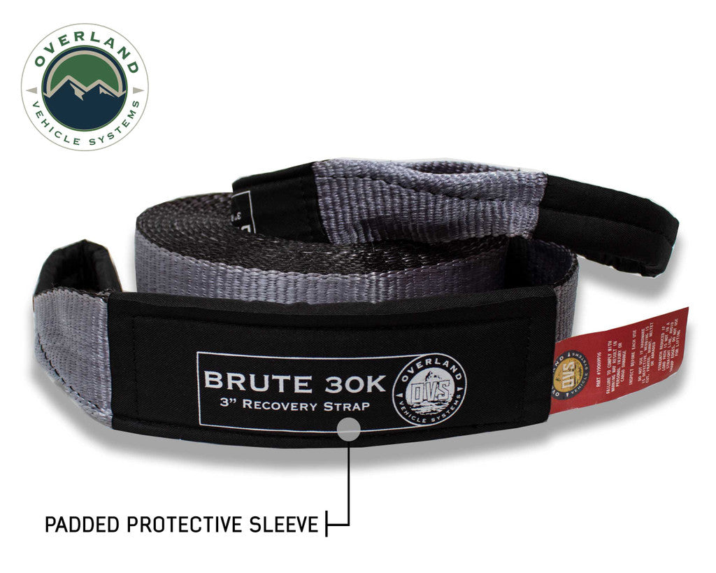 OVERLAND VEHICLE SYSTEMS | Tow Strap 30,000 lb. 3" x 30' Gray With Black Ends & Storage Bag (19069916)