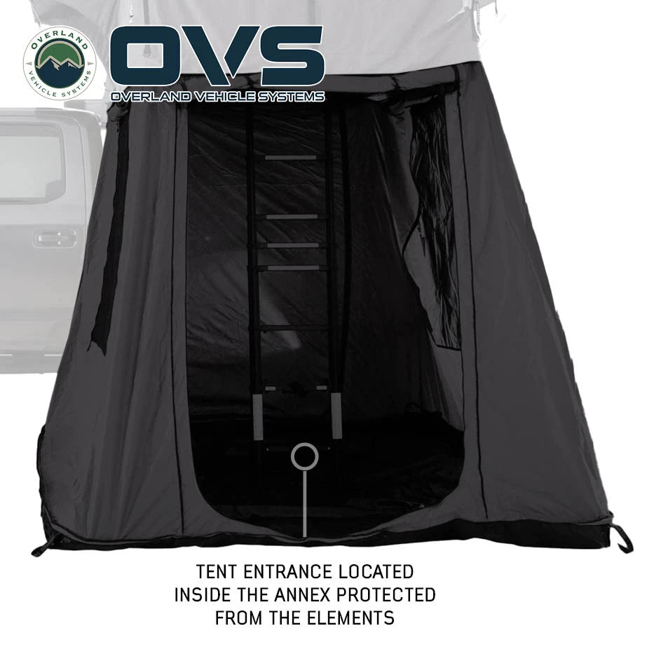 OVERLAND VEHICLE SYSTEMS | HD Nomadic 3 White Annex Room Enclosure With Grey Fabric and PVC Flooring and Mesh Screen Doors (18039826)