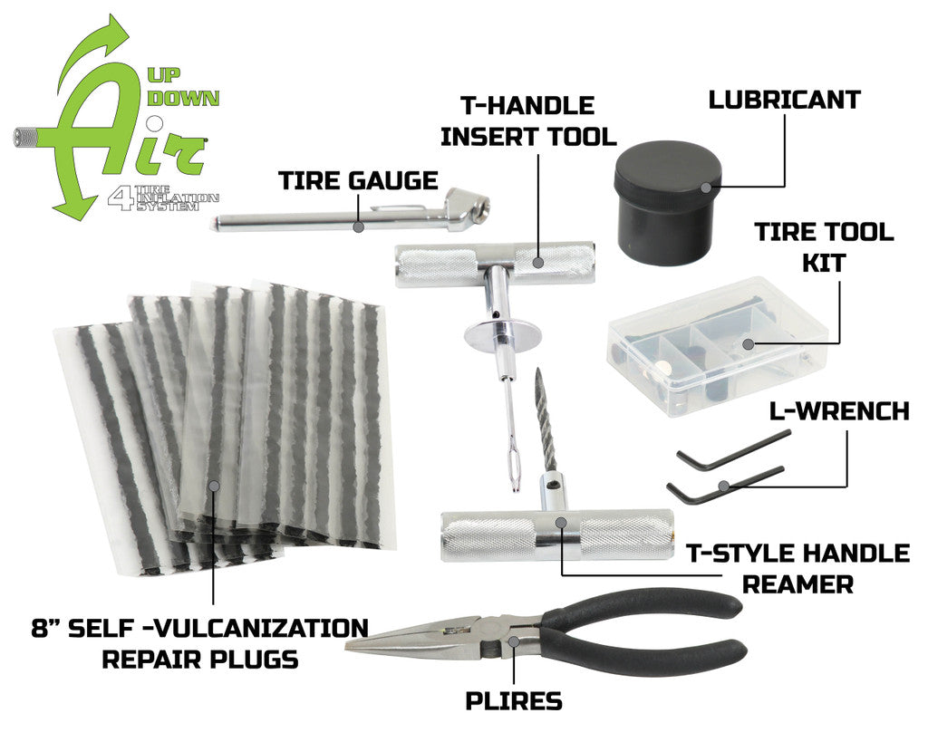 UP DOWN AIR | EGOI 53 Piece Tire Plug Repair Kit Off Road Grade Truck, Jeep, Off Road, RV, & Trailers (12030001)