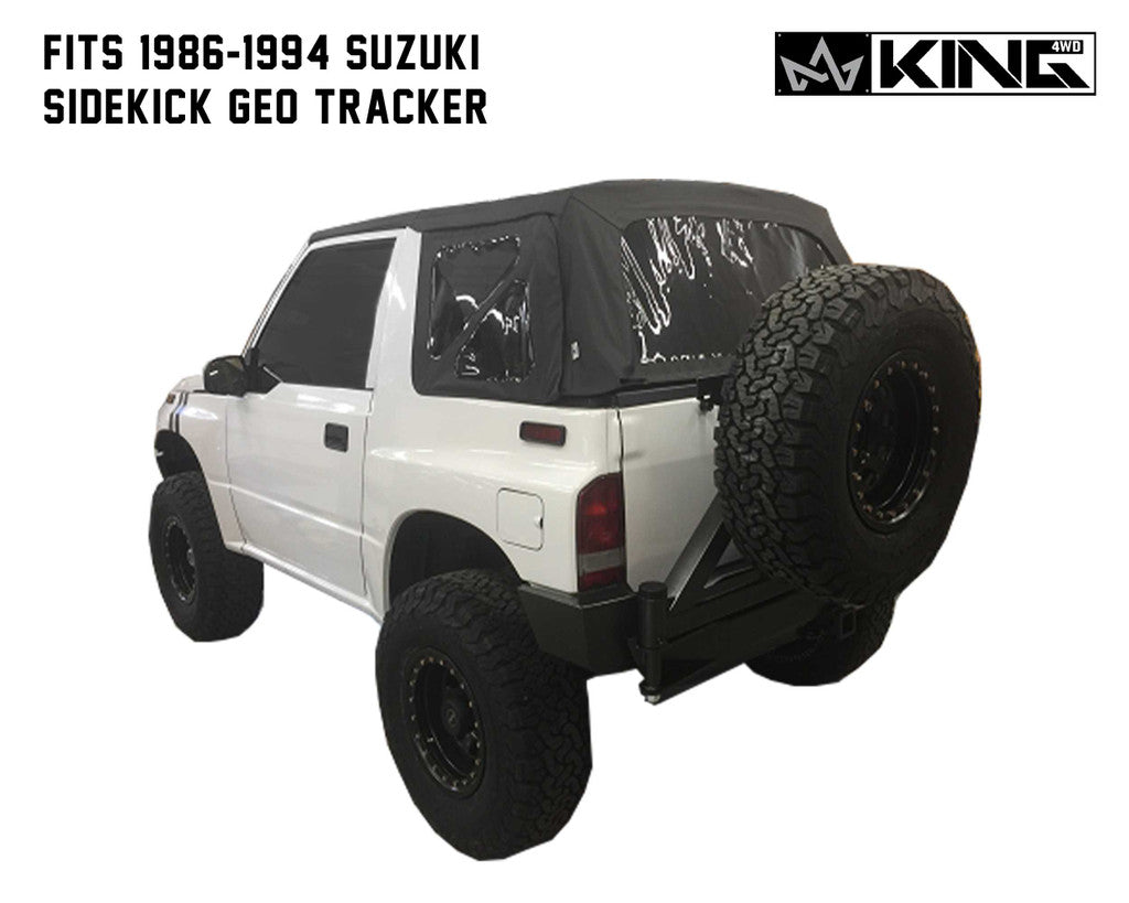KING 4WD | Premium Replacement Soft Top, Black Diamond With Tinted Windows - 1986-1994 Suzuki Sidekick GEO Tracker (14011135)