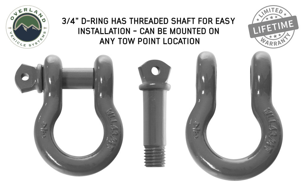 OVERLAND VEHICLE SYSTEMS | Recovery Shackle 3/4" 4.75 Ton - Gray Universal (19019903)