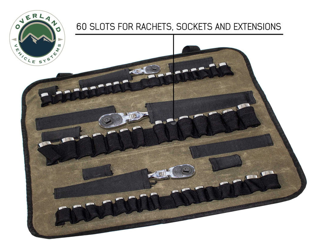 OVERLAND VEHICLE SYSTEMS | Rolled Bag Socket Organizer With Handle & Straps #16 Waxed Canvas Universal (21089941)