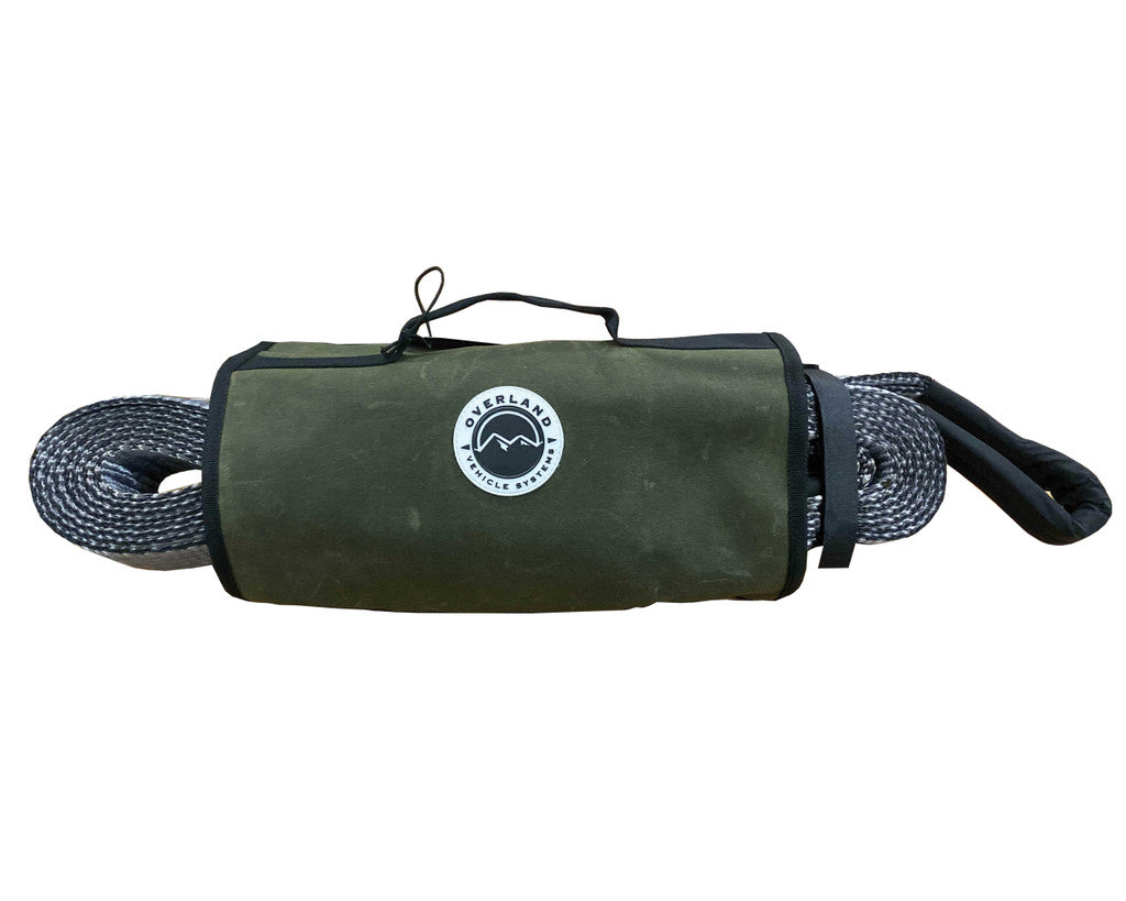OVERLAND VEHICLE SYSTEMS | Recovery Wrap Kit Including 20" Tow Strap, Pair of Black D-Rings, Snatch Block & Canvas Bag (33-0501)