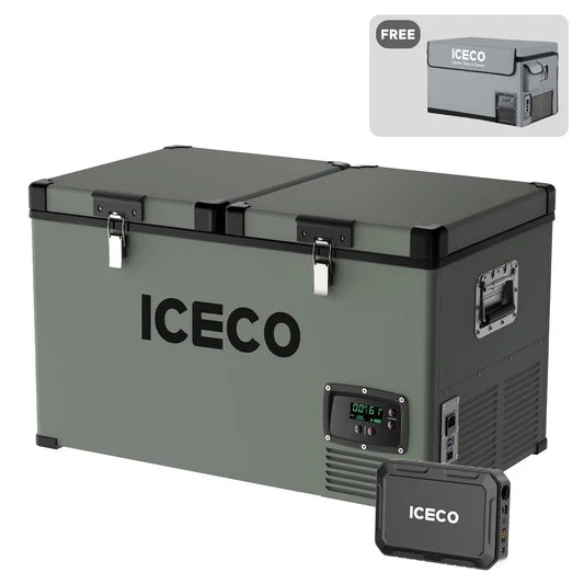 ICECO | 63.4QT VL60 Dual Zone Metal Fridge Freezer with Cover