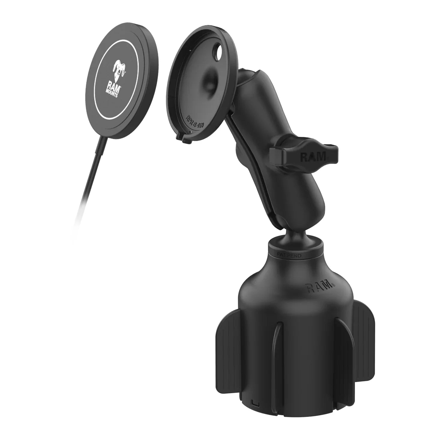RAM MOUNTS | RAM Stubby Cup Holder Mount with RAM Qi2 15W Wireless Charger